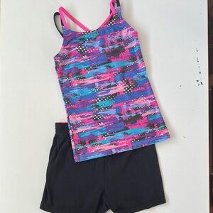 Colorful Tank Top and Black Shorts Set